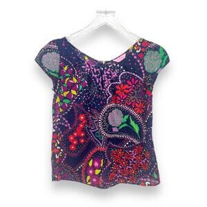 Lilly Pulitzer garden menagerie providence paisley floral cap sleeve blouse XS